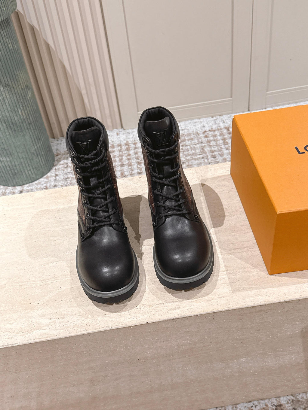 LV Boot Ranger Boots Black Brown Monogram Canvas & Cowhide 556605