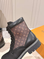 LV Boot Ranger Boots Black Brown Monogram Canvas & Cowhide 556605