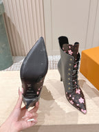 LV AW25 Ankle Boot Grey Monogram Canvas & Plain Calf Leather 555615