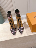 LV AW25 Ankle Boot Brown Monogram Canvas & Plain Calf Leather 555616
