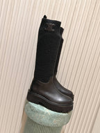 LV Celine Margaret Chelsea Boots Dark Brown  Calfskin and Woolen Fabric 532986
