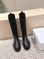 LV Celine Margaret Chelsea Boots Dark Brown  Calfskin and Woolen Fabric 532986