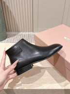 Miu Miu Pair Fumé Booties Ankle Boots Dark Brown Calf Leather 533040