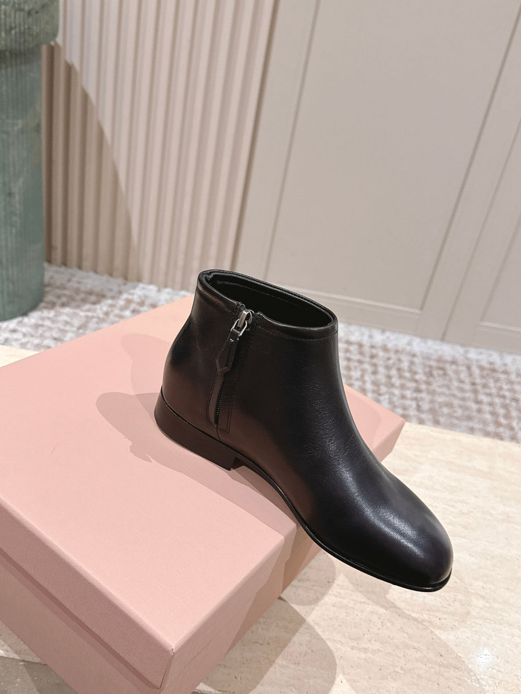Miu Miu Pair Fumé Booties Ankle Boots Dark Brown Calf Leather 533040