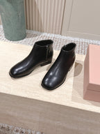 Miu Miu Pair Fumé Booties Ankle Boots Dark Brown Calf Leather 533040