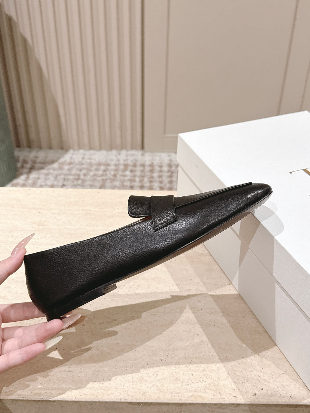 The Row 2025 Square Toe Loafer Black Sheepskin 556138