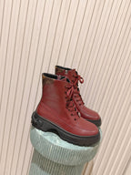 LV Squad Lace-up Ankle Boot 5cm Burgundy Cowhide 576972