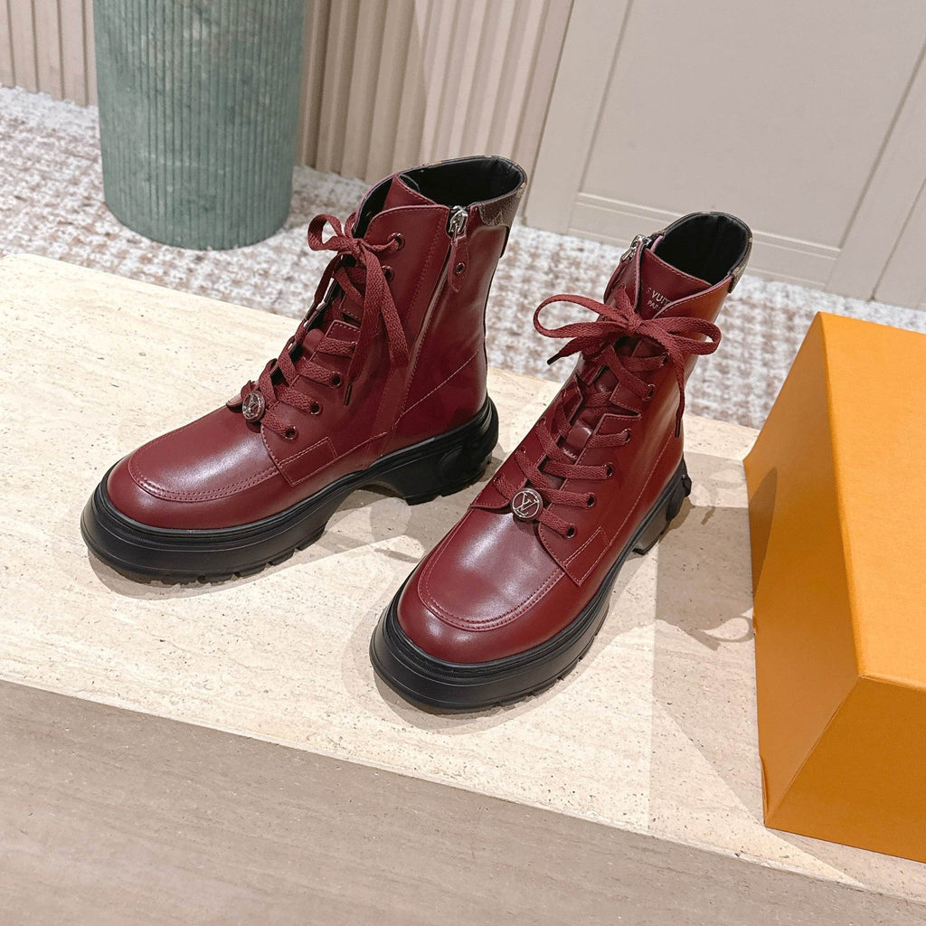LV Squad Lace-up Ankle Boot 5cm Burgundy Cowhide 576972