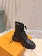 LV Squad Lace-up Ankle Boot 5cm Black Cowhide 576971