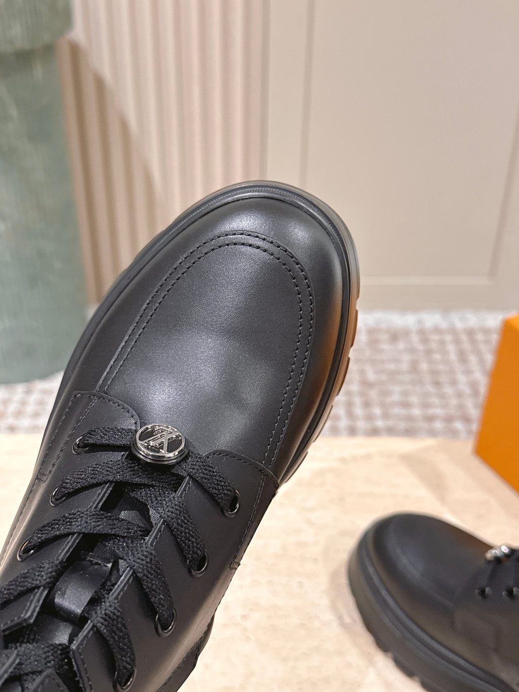 LV Squad Lace-up Ankle Boot 5cm Black Cowhide 576971