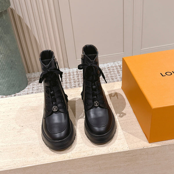 LV Squad Lace-up Ankle Boot 5cm Black Cowhide 576971