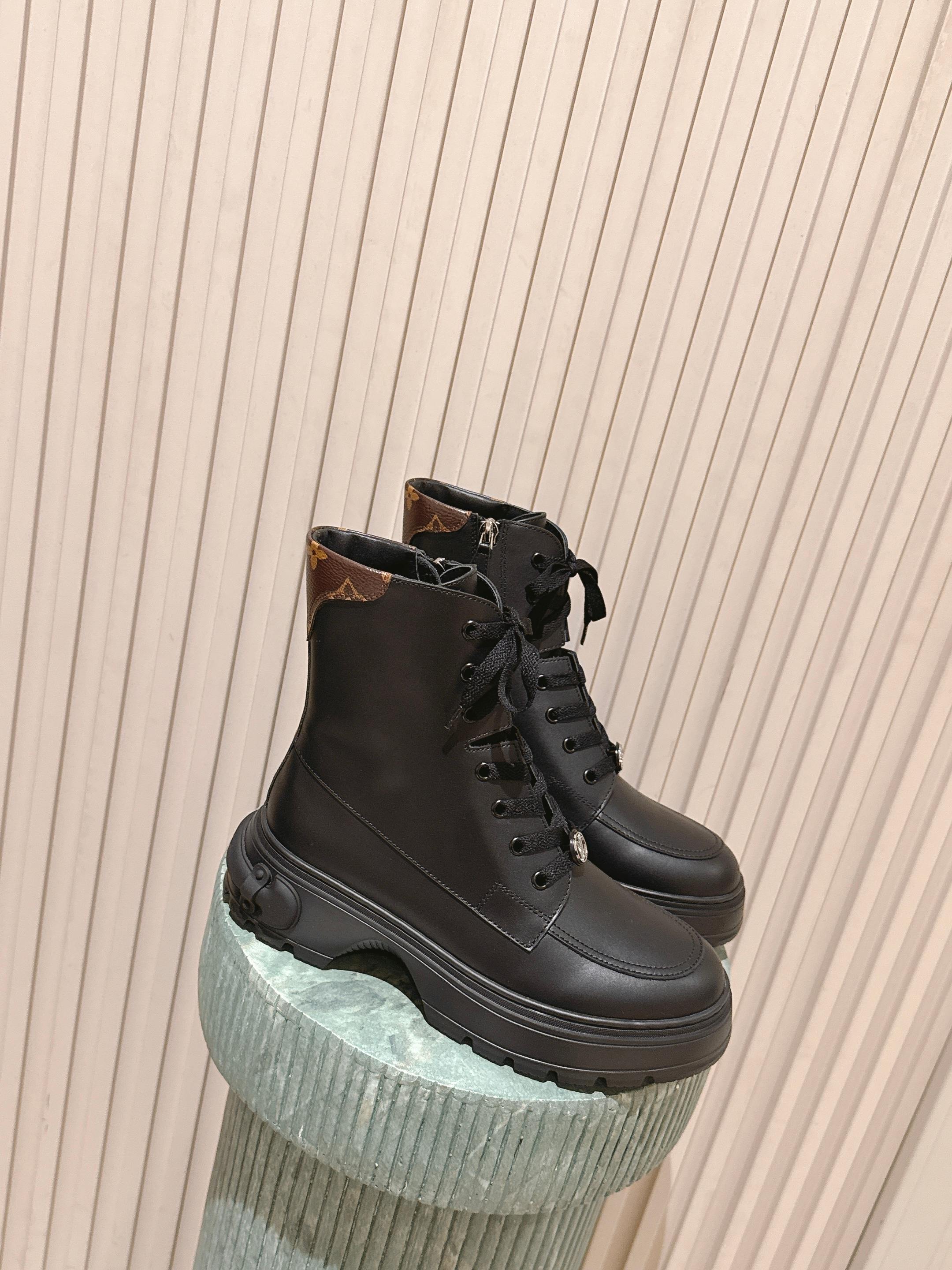 LV Squad Lace-up Ankle Boot 5cm Black Cowhide 576971