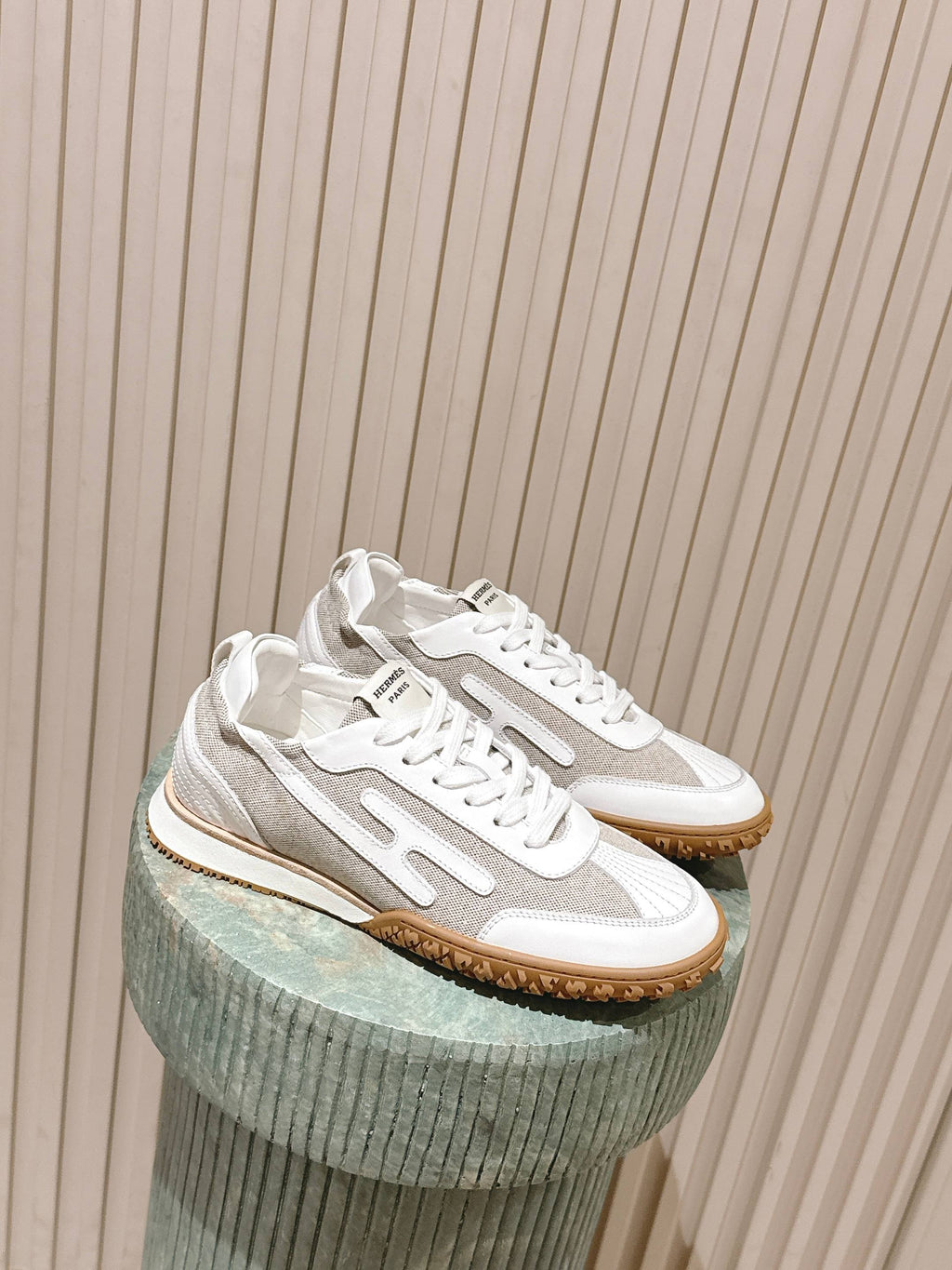 HM Jet Sneaker White Light Grey Mesh Calfskin 583755