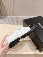 CC 26s Shoes 2cm Black White Quited Calfskin 583904