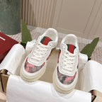 GG Re-Web Sneakers White Black Light Pink Calfskin 584475