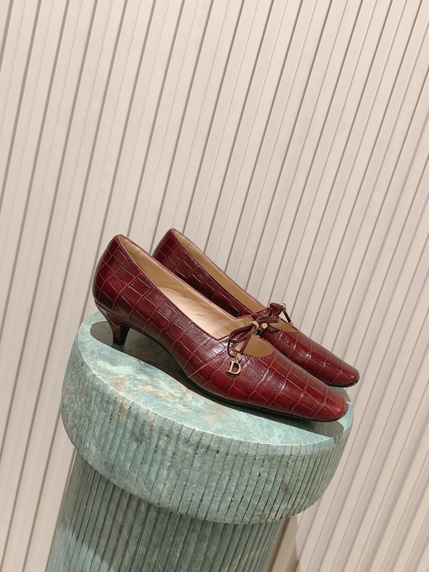 CD M  Pump 4cm Brown Crocodile-Printed Calfskin 694199