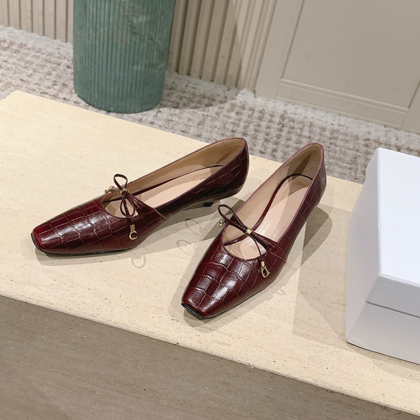 CD M  Pump 4cm Brown Crocodile-Printed Calfskin 694199