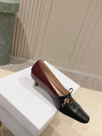 CD M  Pump 4cm Black Burgundy Crocodile-Printed Calfskin 694201