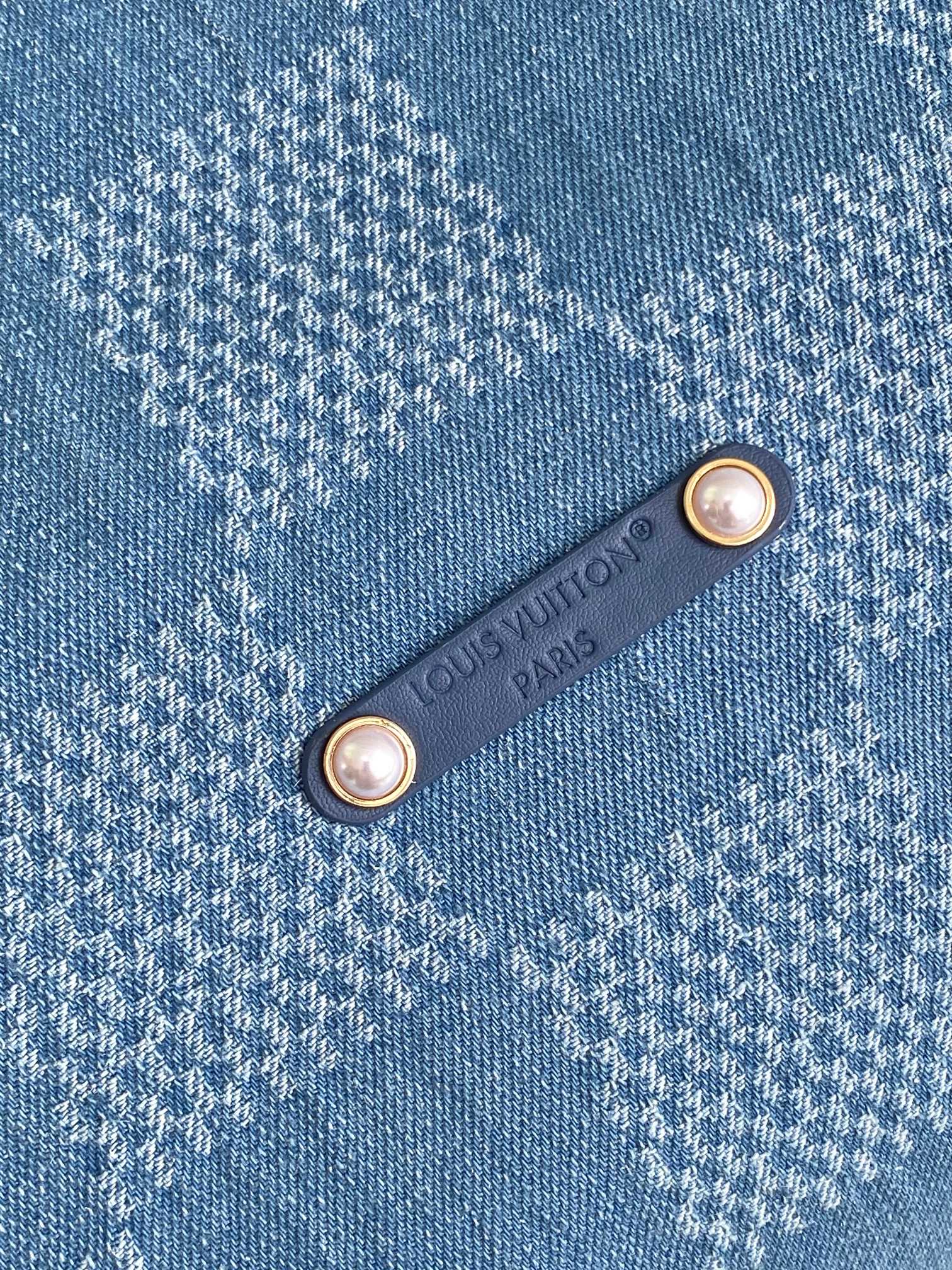 LV Vagabond Hobo 38cm Blue Cotton with 3D Damier Denim GHW