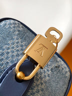 LV Speedy 18 Bandoulière Blue Cotton with 3D Damier Denim GHW