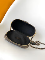 LV M47128 Vanity PM 13cm with Chain Brown Monogram Canvas & Cafskin GHW