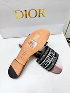 CD 26s Embroidered Sandals Black White Burgundy Canvas Leather 683021
