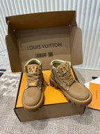 LV Checker Ankle Boots Beige Nubuck Calfskin