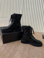 Chanel Electric Ankle Show Boot Black Glossy Leather 507527