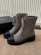Chanel Electric Show Ankle Boot jBrown and Black Leather 507523