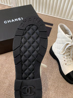 Chanel Electric Show Ankle Boot Cream and Black Leather 507521