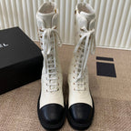 Chanel Electric Show Boot Cream and Black Leather 507522