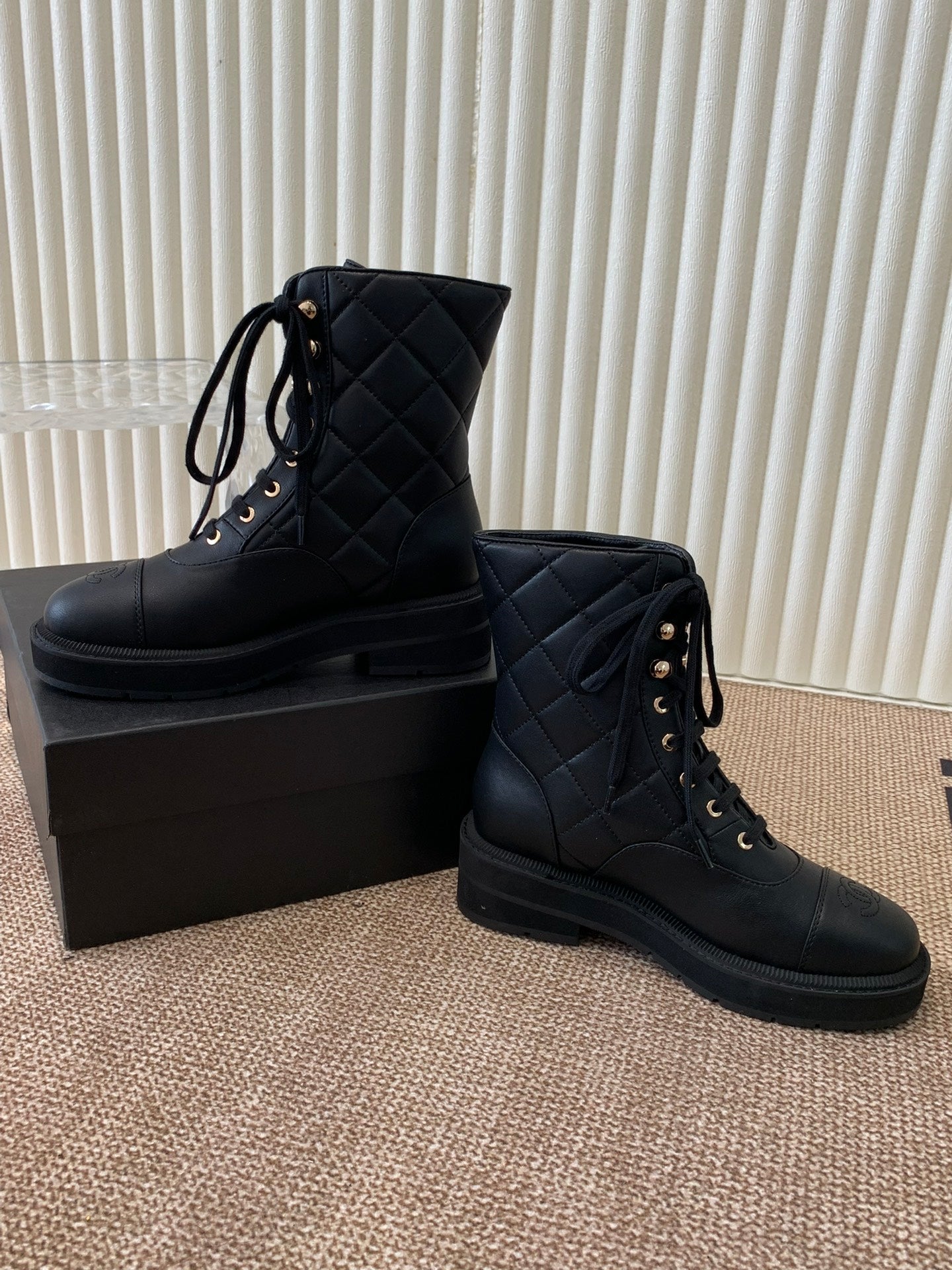 Chanel Electric Ankle Show Boot Black Leather 507526