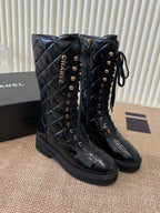 Chanel Electric Show Boot Black Glossy Leather 507528
