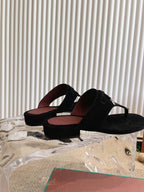 LP 25C Thong Slide Sandal Black Suede 208112
