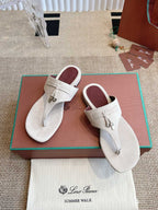 LP 25C Thong Slide Sandal White Suede 208108