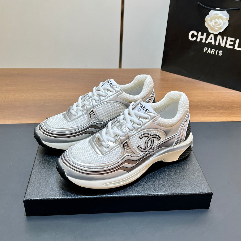 CC Sneaker In White Mesh Fabric Print Logo 149838