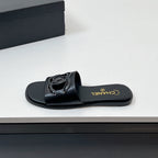 CC Slippers In Black Calfskin 149750