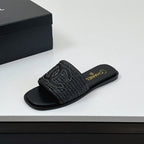 CC Slippers In Black Palm Fiber 149740