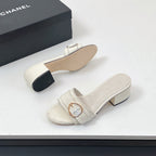 CC Mule Sandals In White Canvas Fabric 149437