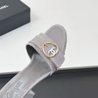 CC Mule Sandals In Grey Canvas Fabric 149438