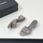 CC Mule Sandals In Grey Canvas Fabric 149438