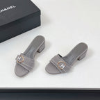 CC Mule Sandals In Grey Canvas Fabric 149438