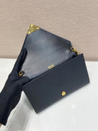 PRA Cross pattern envelope bag black leather 341148