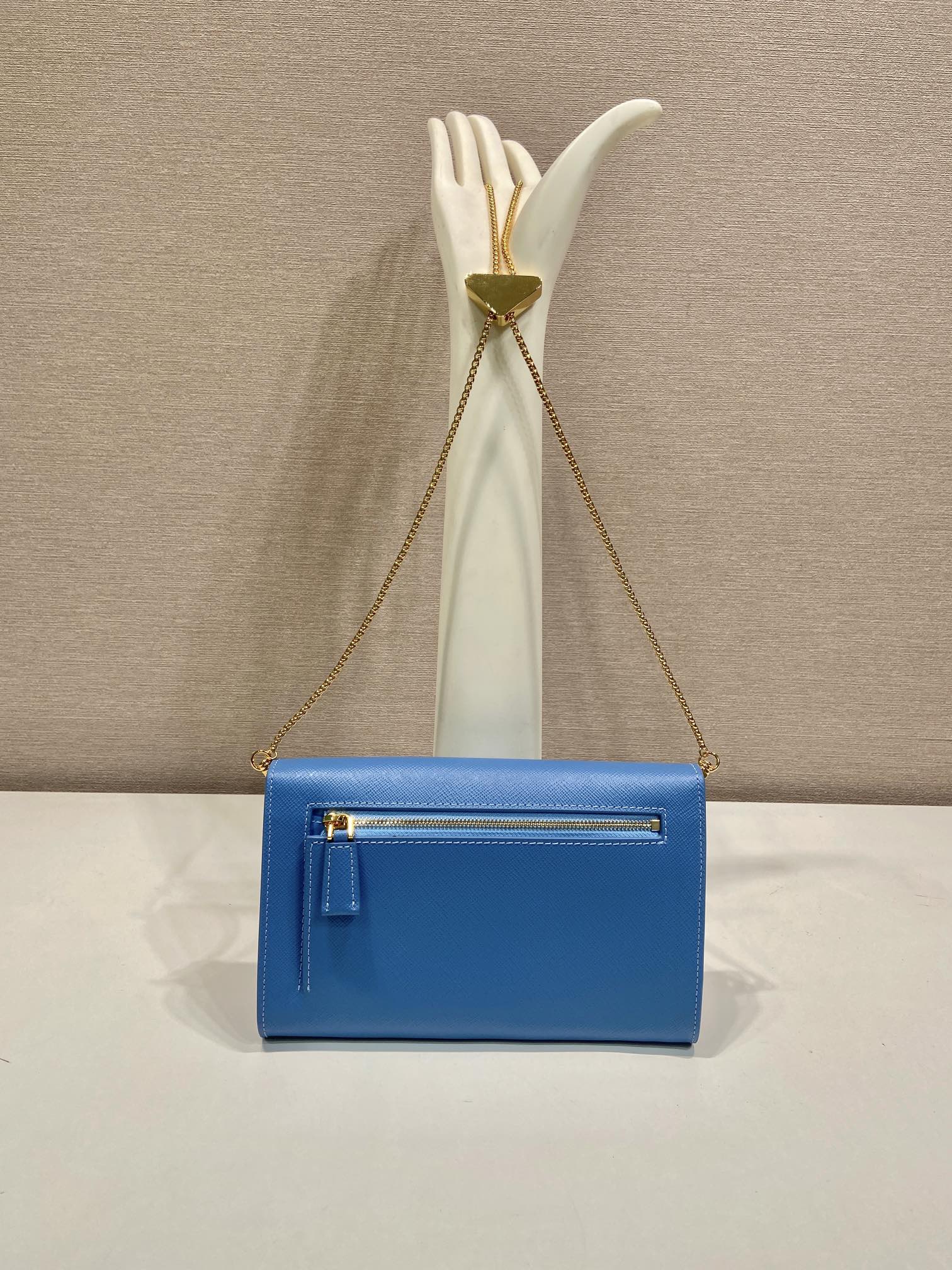 PRA Cross pattern envelope bag blue leather 341158