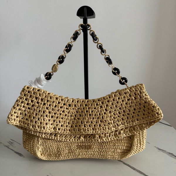 Loewe 2025 Ola 26 Bag Beige Black Raffia Calfskin 274681