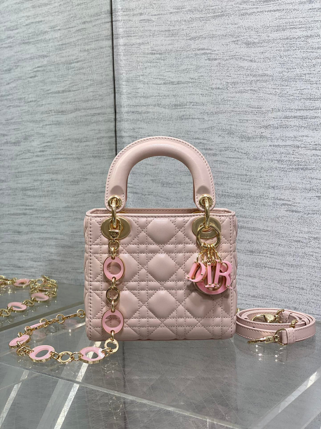 CD Lady 17cm Pink Lambskin Pink Charm