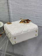 CD Lady 17cm White Lambskin Brown Charm