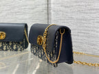 MONTAIGNE AVENUE MINI 22 BAG IN NAVY BLUE CALFSKIN AND MONOGRAM OBLIQUE JACQUARD