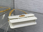 MONTAIGNE AVENUE MINI 19 BAG IN WHITE CALFSKIN WITH GOLD HARDWARE