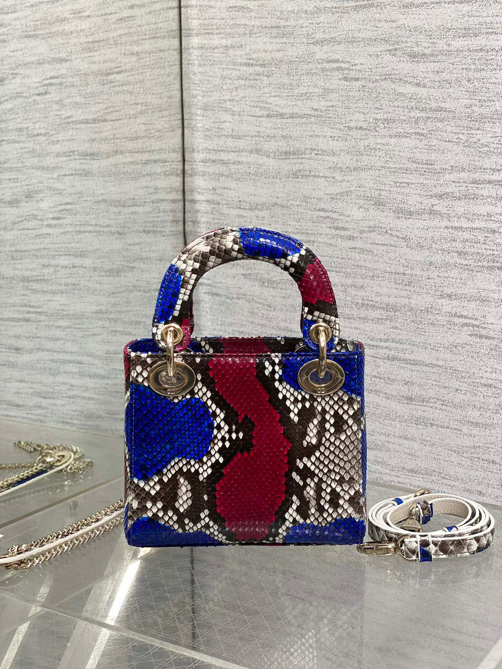 MINI 17 LADY BAG IN COLORFUL SNAKESKIN PATTERN LAMBSKIN 225981